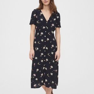 Gap Navy Floral Midi Dress